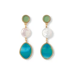 Earrings*The Met Store Ancient Mixed Motifs Glass Triple-Drop Earrings