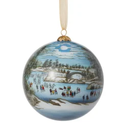 Ornaments*The Met Store Currier & Ives Central Park in Winter Hand-Painted Glass Ornament