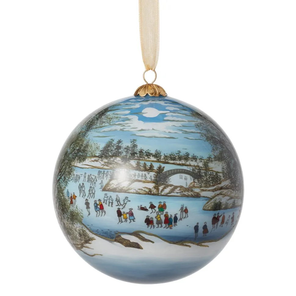 Ornaments*The Met Store Currier & Ives Central Park in Winter Hand-Painted Glass Ornament