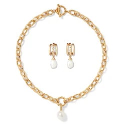 Jewelry Sets*The Met Store Cypriot Twist Pearl Chain Pendant Necklace and Triple-Hoop Earrings Set