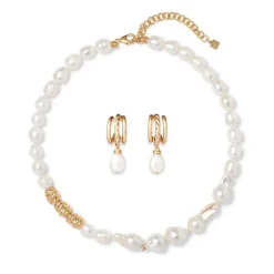 Jewelry Sets*The Met Store Cypriot Twist Pearl Necklace and Triple-Hoop Earrings Set