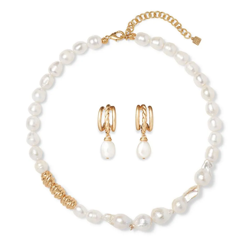 Jewelry Sets*The Met Store Cypriot Twist Pearl Necklace and Triple-Hoop Earrings Set