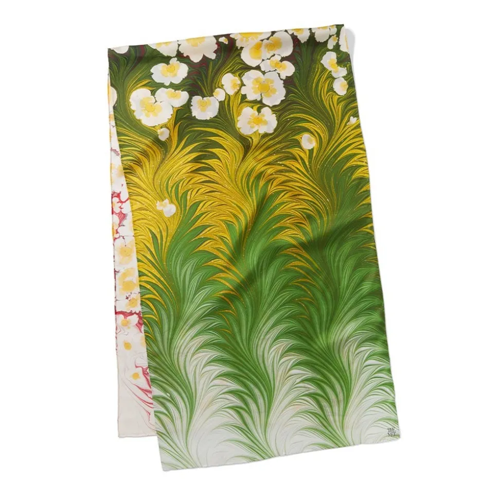Scarves & Wraps*The Met Store Daisy Garden Marbled Paper Oblong Silk Scarf