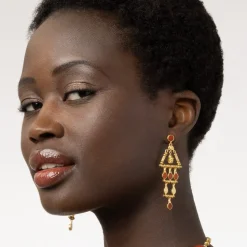 Earrings*The Met Store Egyptian Nefer Amulet Red Jasper Chandelier Earrings