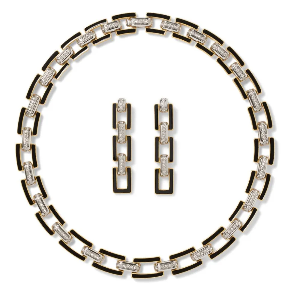 Jewelry Sets*The Met Store European Buckle Enamel Collar Necklace and Drop Earrings Set