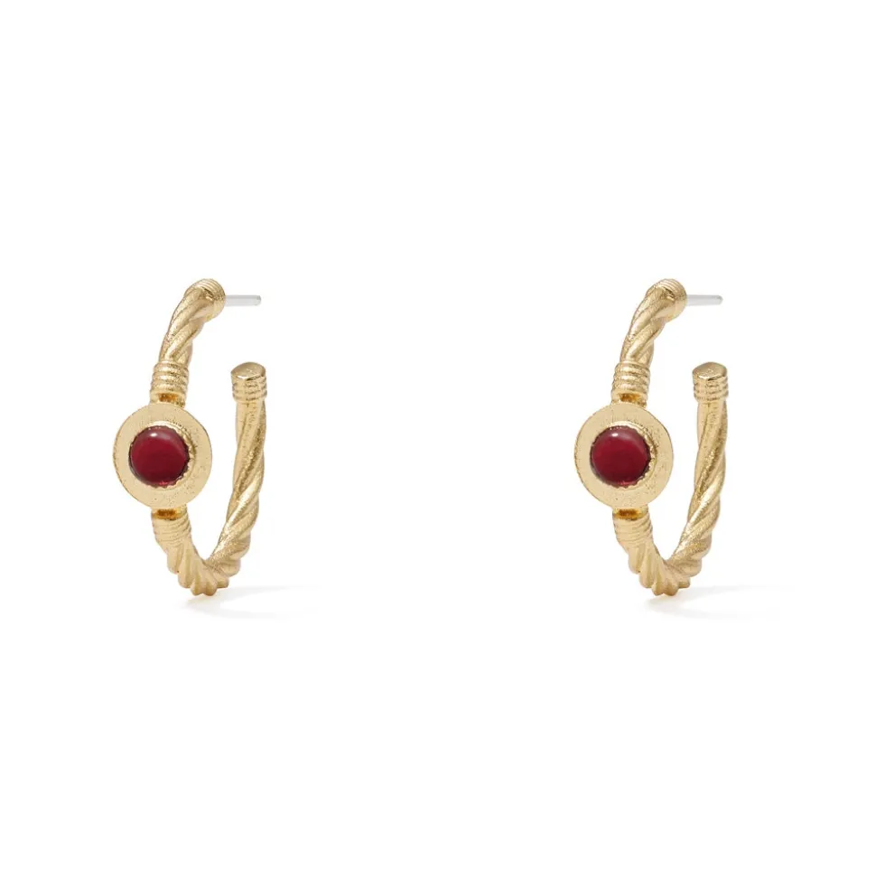 Earrings*The Met Store Garnet Cabochon Twisted Hoop Earrings