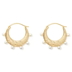Earrings*The Met Store Hammered Crescent Pearl Hoop Earrings