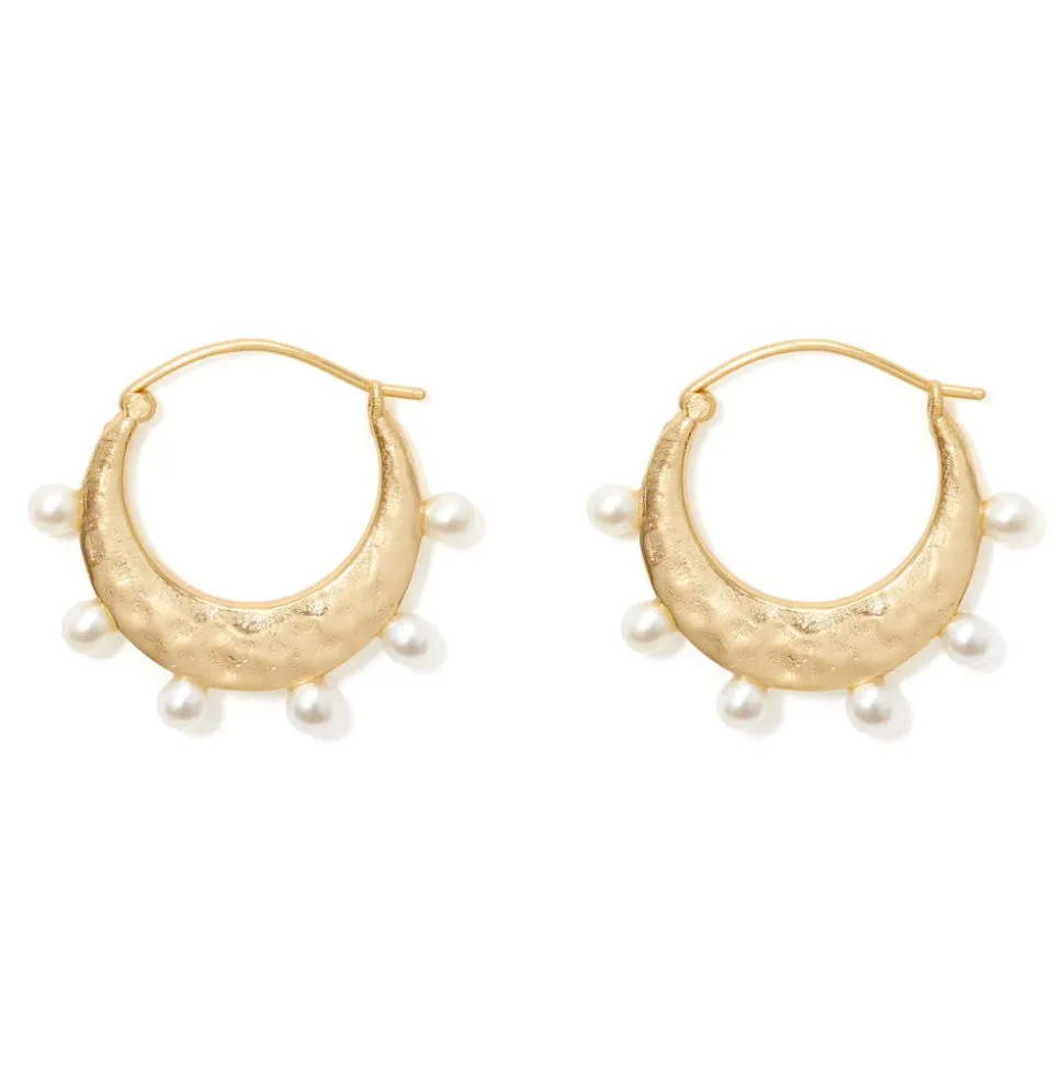 Earrings*The Met Store Hammered Crescent Pearl Hoop Earrings