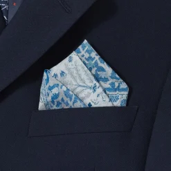 Small Accessories*The Met Store Iranian Vase Carpet Blue Cotton-and-Silk Pocket Square