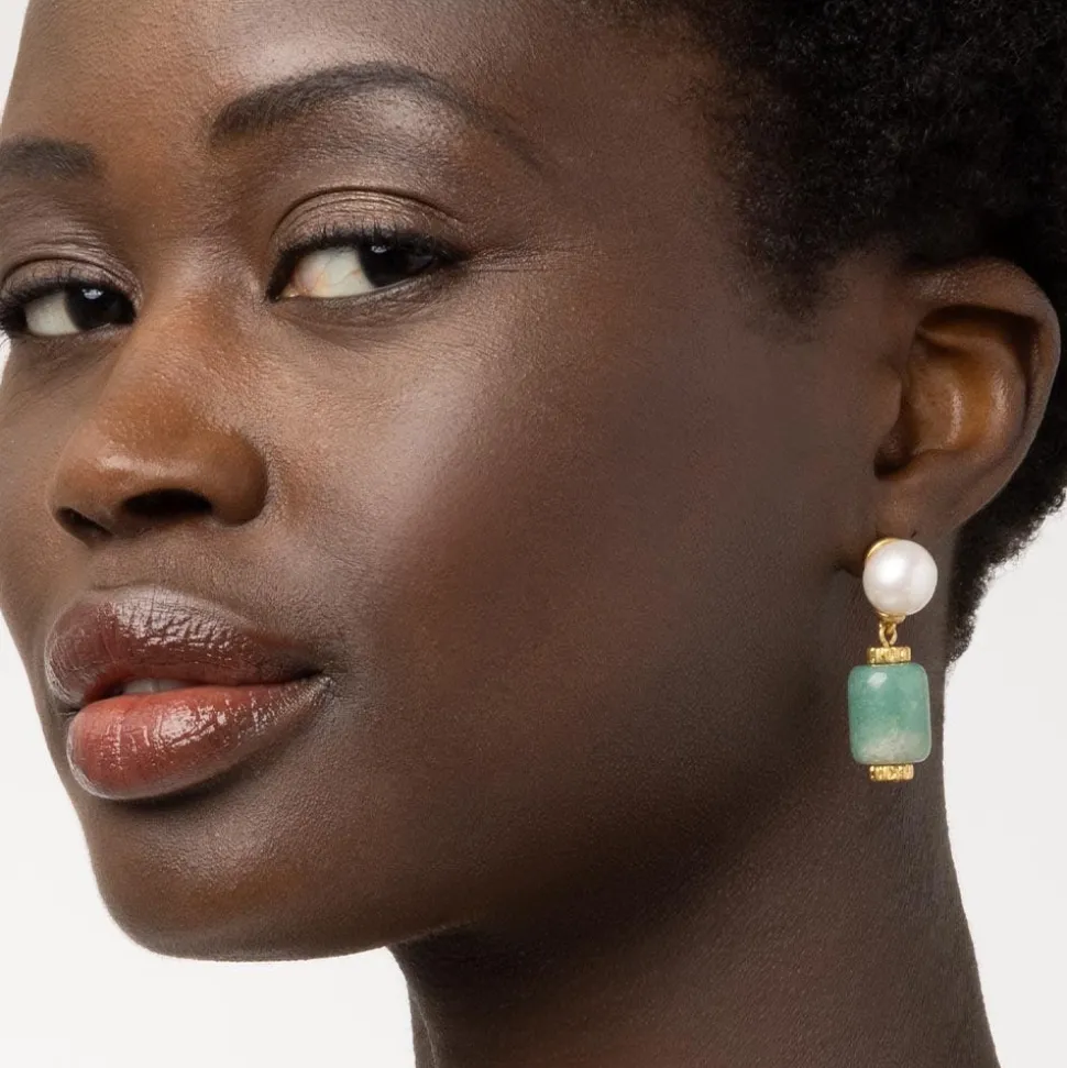 Earrings*The Met Store Karavas Gems Aventurine and Pearl Drop Earrings