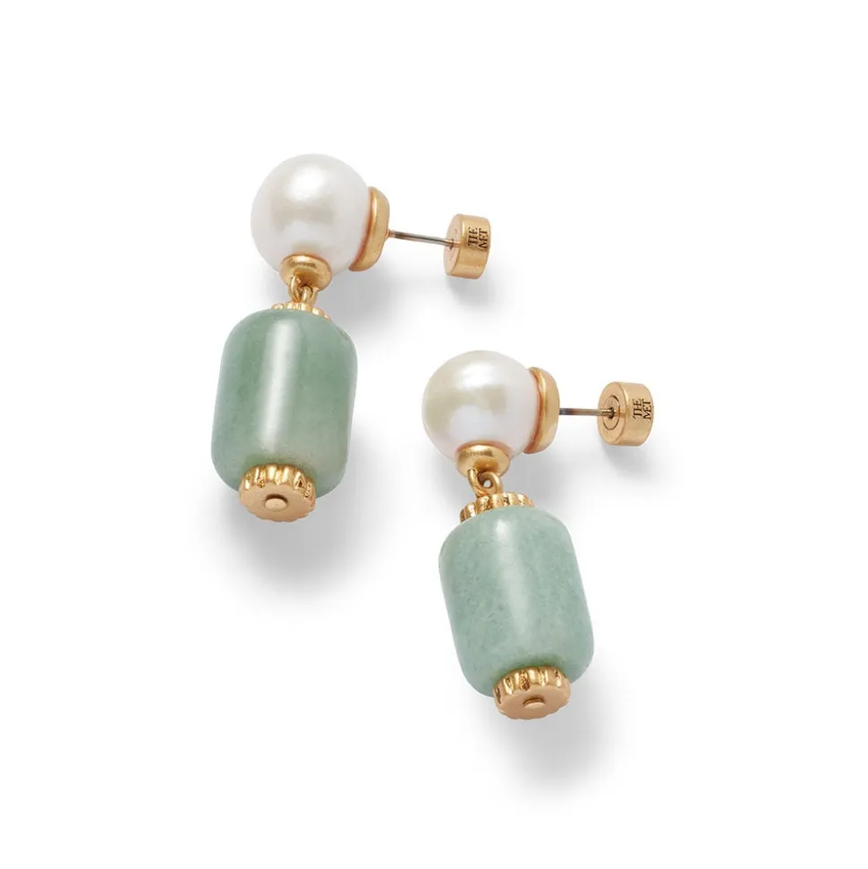 Earrings*The Met Store Karavas Gems Aventurine and Pearl Drop Earrings