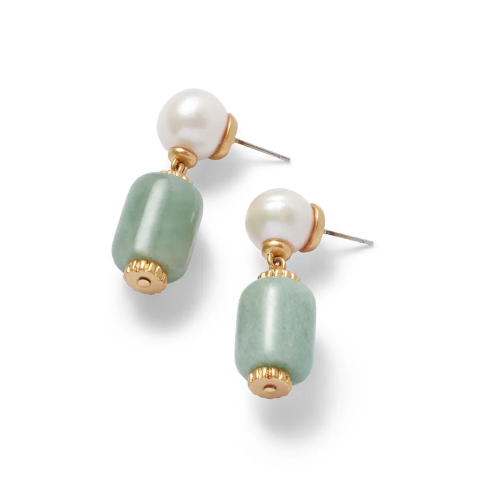 Earrings*The Met Store Karavas Gems Aventurine and Pearl Drop Earrings