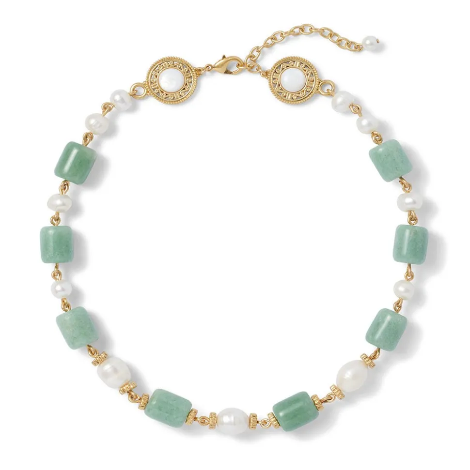 Necklaces*The Met Store Karavas Gems Large-Bead Aventurine and Pearl Necklace