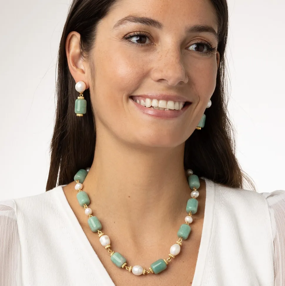 Necklaces*The Met Store Karavas Gems Large-Bead Aventurine and Pearl Necklace