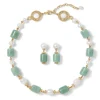 Jewelry Sets*The Met Store Karavas Gems Large-Bead Aventurine and Pearl Necklace and Drop Earrings Set