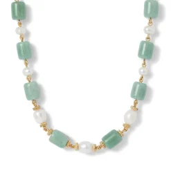 Jewelry Sets*The Met Store Karavas Gems Large-Bead Aventurine and Pearl Necklace and Drop Earrings Set