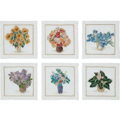 Tableware*The Met Store Kim Seybert Embroidered Bouquets Linen Cocktail Napkin Set