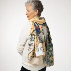 Scarves & Wraps*The Met Store Momoyama Cranes and Flowers Oversize Silk Shawl