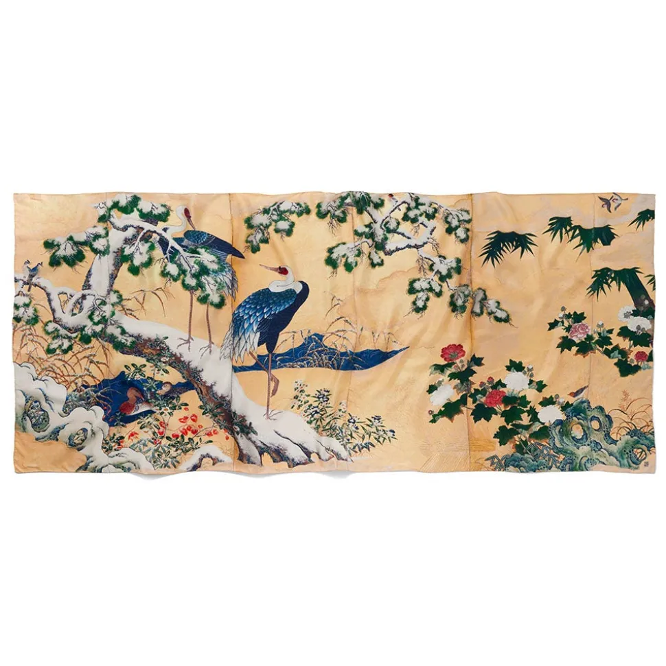 Scarves & Wraps*The Met Store Momoyama Cranes and Flowers Oversize Silk Shawl