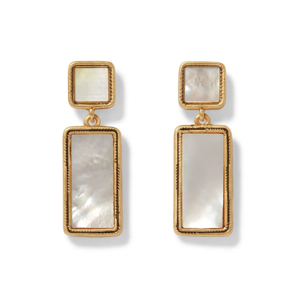 Earrings*The Met Store Mother-of-Pearl Tile Double-Drop Earrings