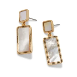 Earrings*The Met Store Mother-of-Pearl Tile Double-Drop Earrings