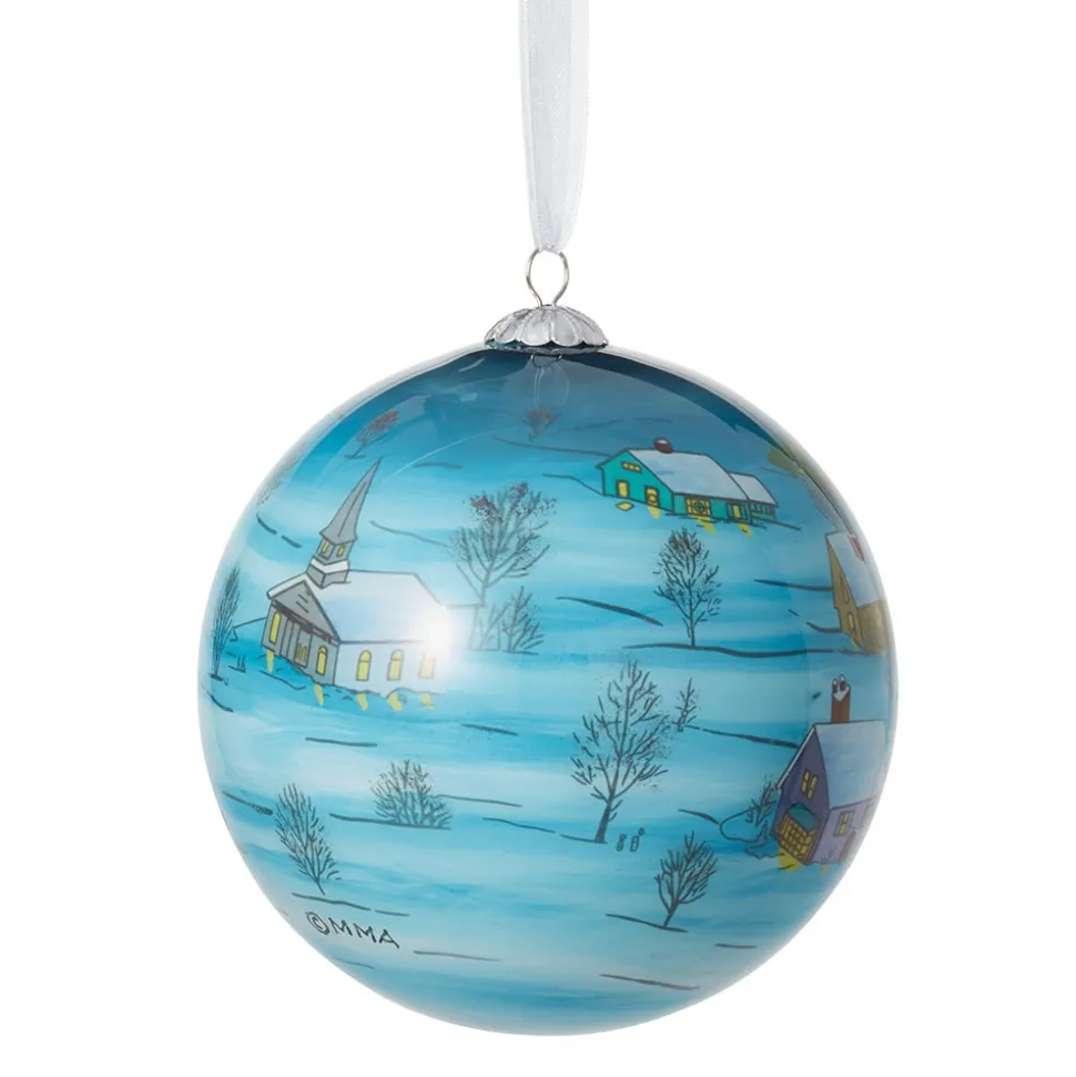Ornaments*The Met Store Santa and Reindeer Hand-Painted Glass Ornament