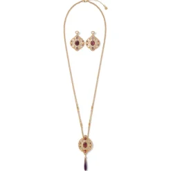 Jewelry Sets*The Met Store Turkish Amethyst Long Pendant Necklace and Statement Earrings Set