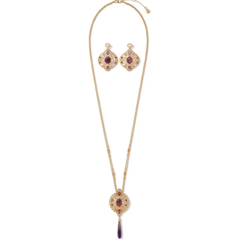 Jewelry Sets*The Met Store Turkish Amethyst Long Pendant Necklace and Statement Earrings Set
