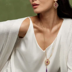 Jewelry Sets*The Met Store Turkish Amethyst Long Pendant Necklace and Statement Earrings Set