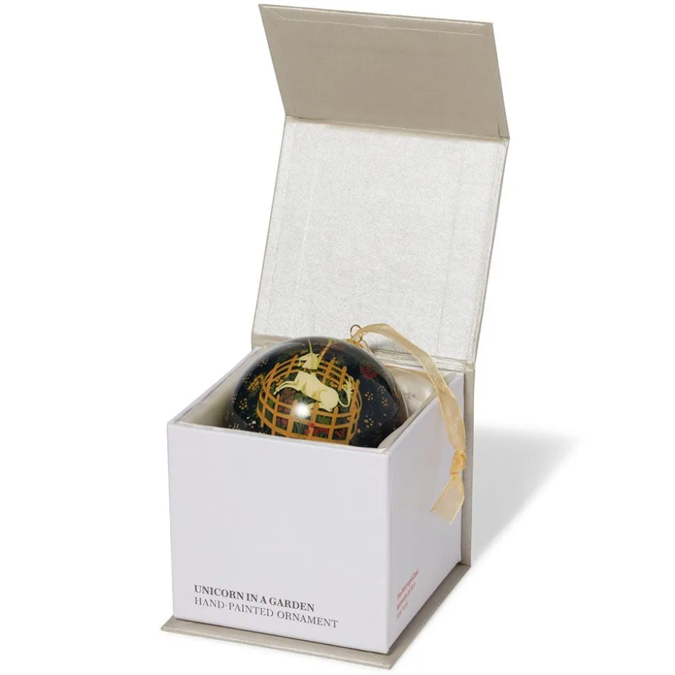 Ornaments*The Met Store Unicorn in a Garden Hand-Painted Glass Ornament