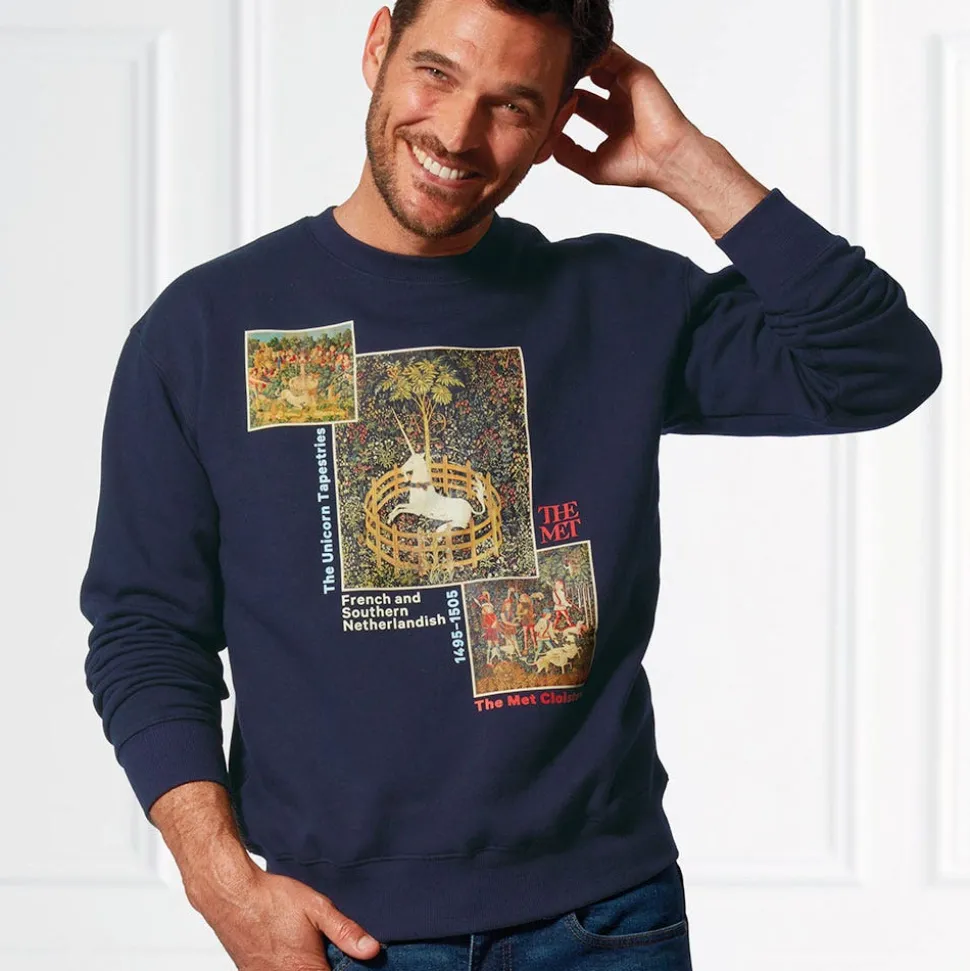 Clothing*The Met Store Unicorn Tapestries Crew Neck Sweatshirt