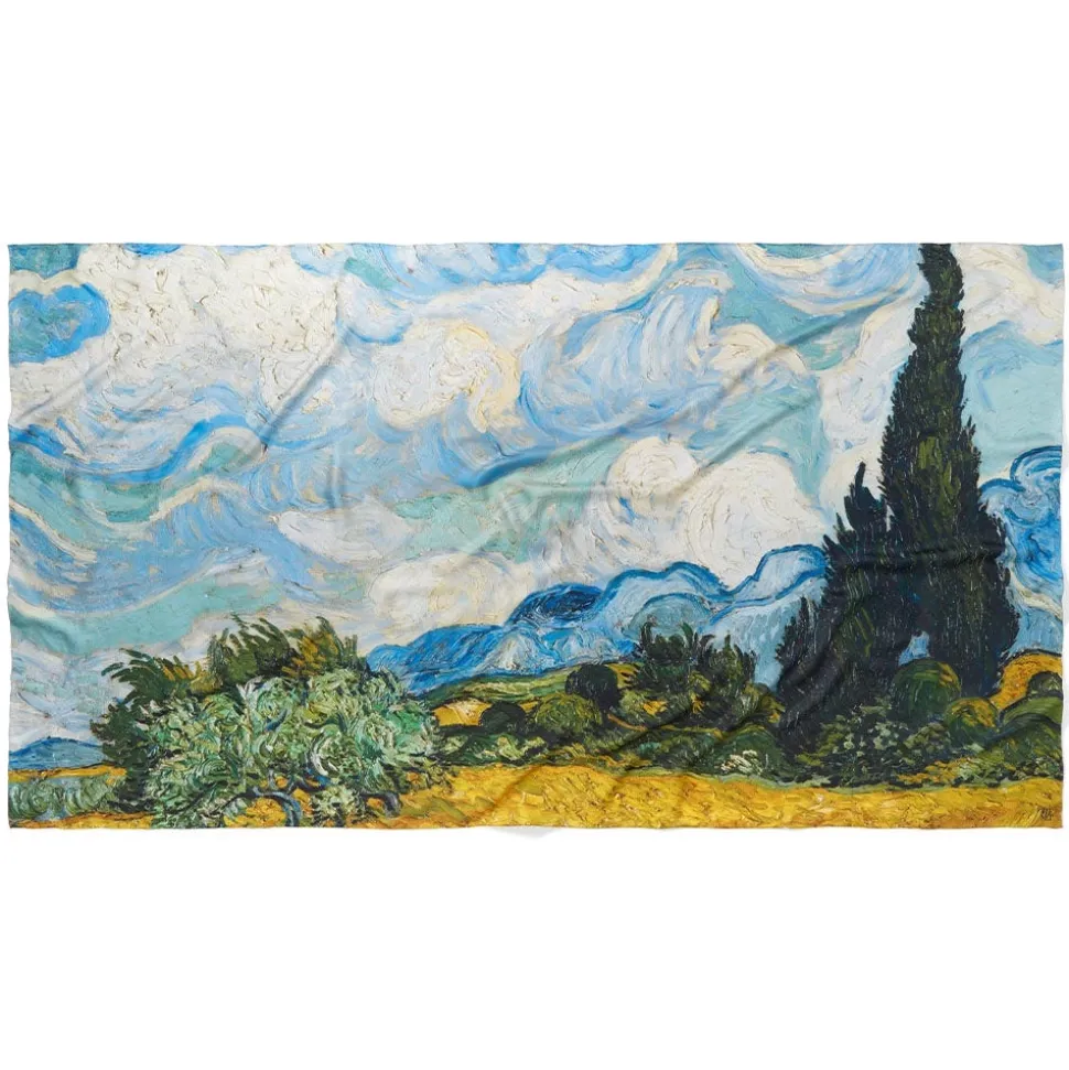 Scarves & Wraps*The Met Store Van Gogh Wheat Field with Cypresses Oversize Oblong Silk Scarf