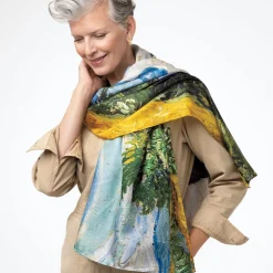 Scarves & Wraps*The Met Store Van Gogh Wheat Field with Cypresses Oversize Oblong Silk Scarf