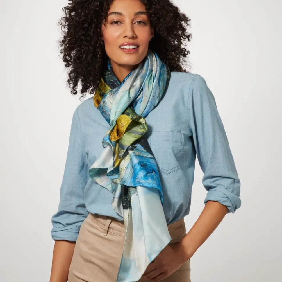 Scarves & Wraps*The Met Store Van Gogh Wheat Field with Cypresses Oversize Oblong Silk Scarf