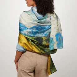 Scarves & Wraps*The Met Store Van Gogh Wheat Field with Cypresses Oversize Oblong Silk Scarf