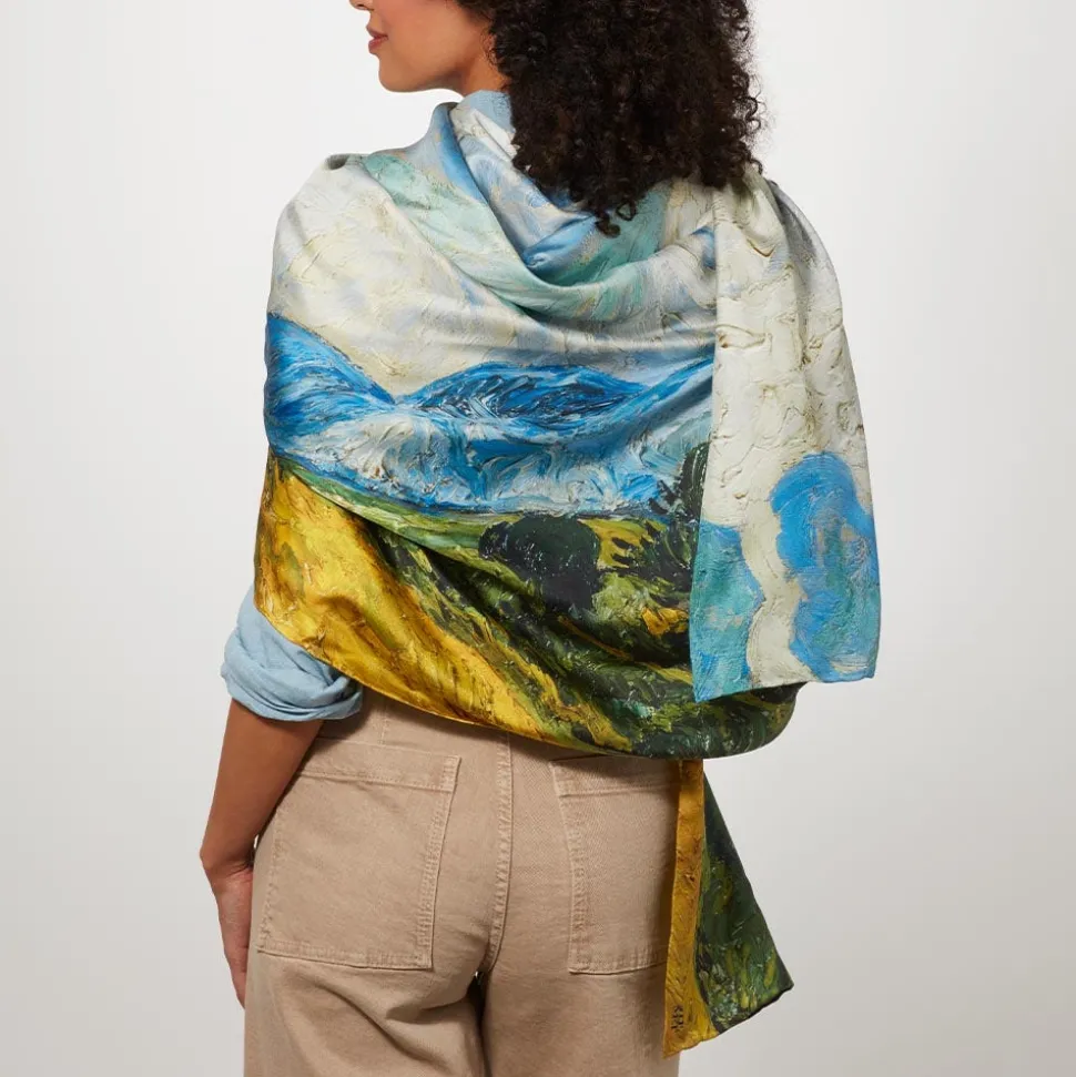 Scarves & Wraps*The Met Store Van Gogh Wheat Field with Cypresses Oversize Oblong Silk Scarf