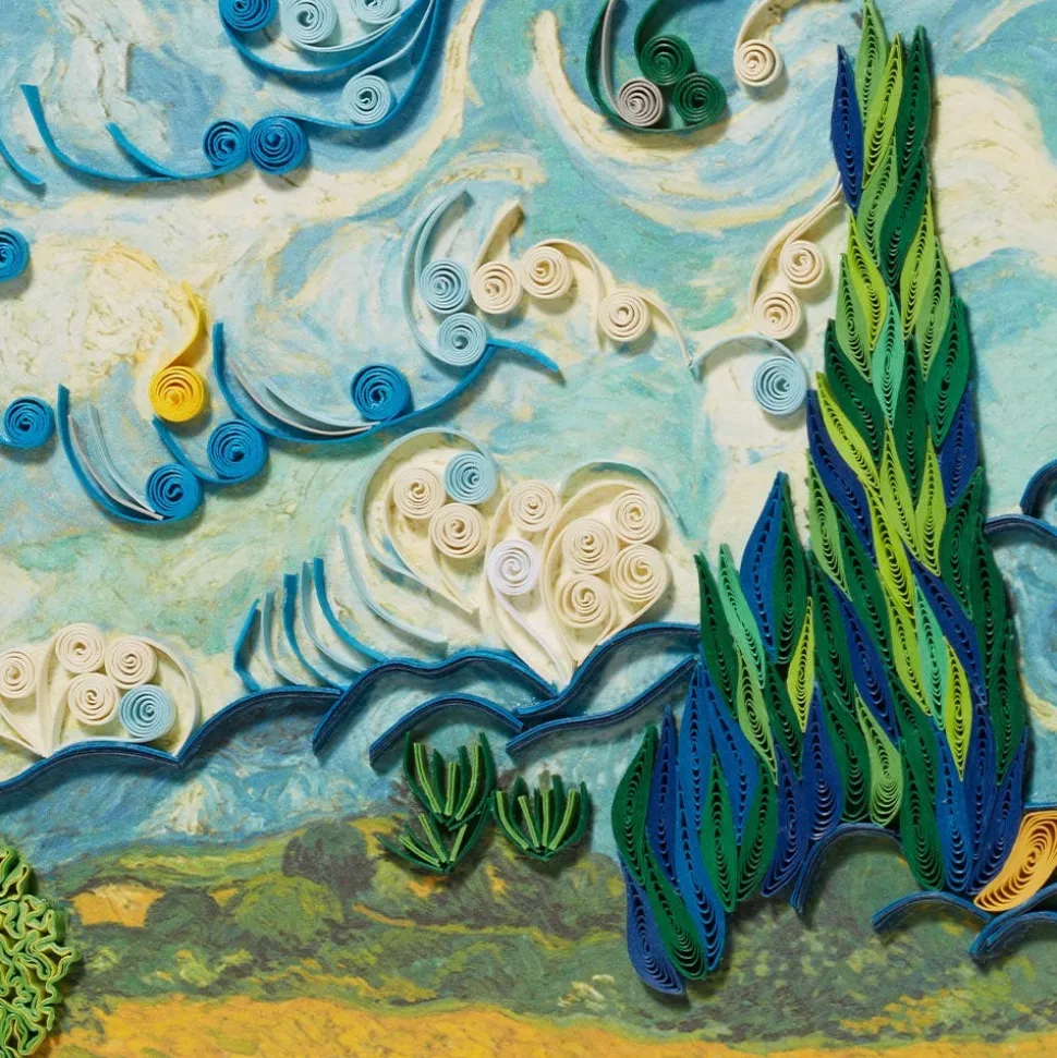 Notecards & Correspondence*The Met Store Van Gogh Wheat Field with Cypresses Quilled Card